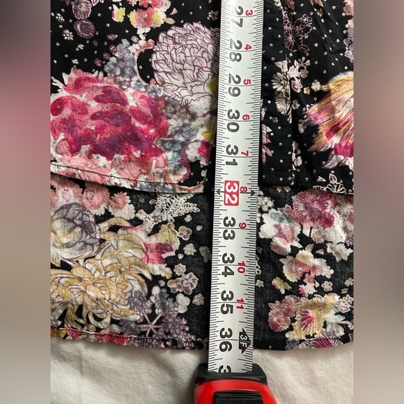 Maeve Anthropologie Metallic Dot Mixed Floral Print Tunic Dress Black Size M - Picture 8 of 12